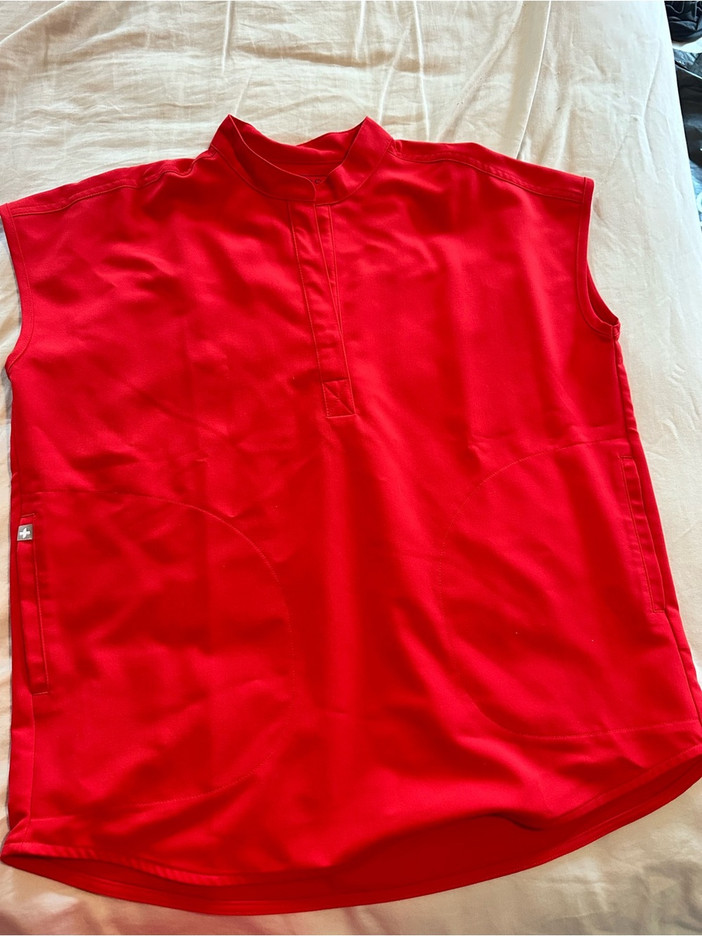 Red Sleeveless Polo Top